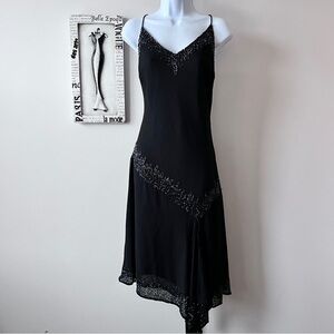 Vintage Y2K Leslie Fay Evenings Beaded Black Cocktail  Fairycore Dress Size 14